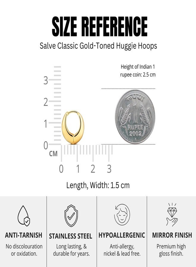 Salve Stylish Trendy Chunky Golden Dainty Small Huggie Hoop Earrings | Latest Fancy Trendy Hoops Bali Studs | Korean Fashion Jewellery Women & Girls (Oval) - Image 5