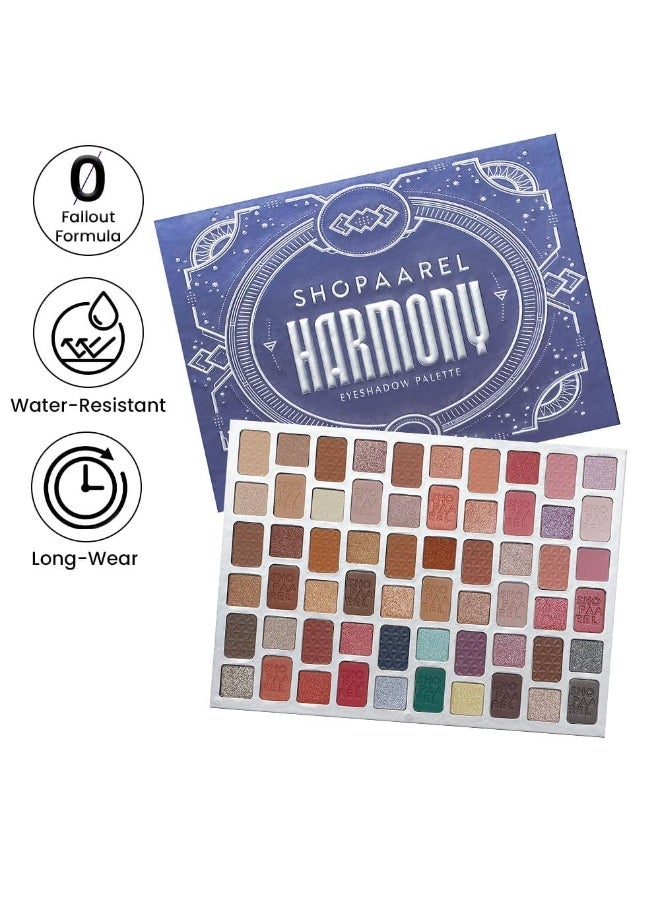 شوبارل لوحة ظلال العيون "هارموني" (Harmony) من SHOPAAREL - 60 لوناً | غنية بفيتامين E وحمض الهيالورونيك | سهلة الدمج، تدوم طويلاً، وذات صبغة لونية عالية الكثافة - Image 2