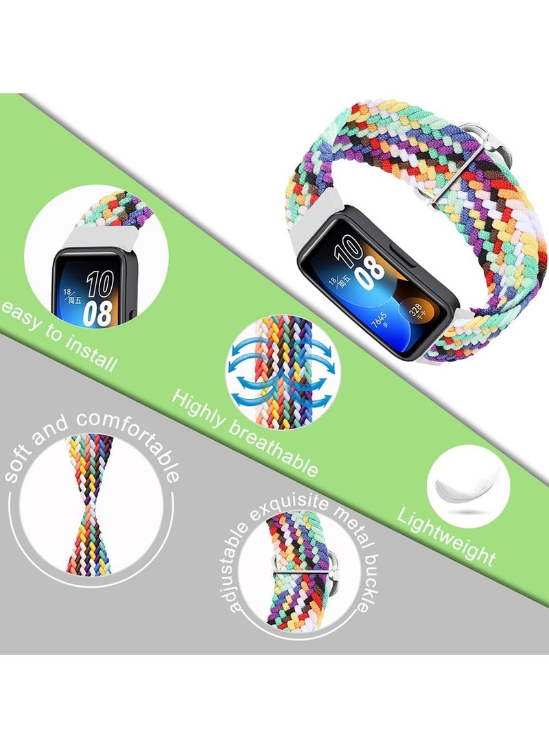 Strap for Huawei Band 10/9/8 Hand-woven Adjustable Strap,Compatible for Huawei Band 10/9/8 Replacement Nylon Wristband Strap,Multicolour - Image 3