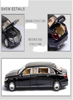 Generic Mercedes Benz Maybach S650 1:32 Extended Version Diecast Metal Alloy Model Car Sound Light Collection Kids Toy Gifts (Black)  - Image 2