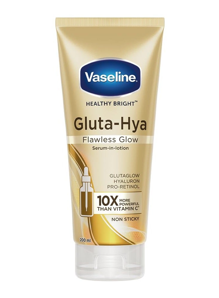 Vaseline Gluta-Hya Flawless Glow Lotion for Face & Body | Gives Brighter Skin | Glutathione & Pro-Retinol Infused Moisturizer, 200ml - Image 1