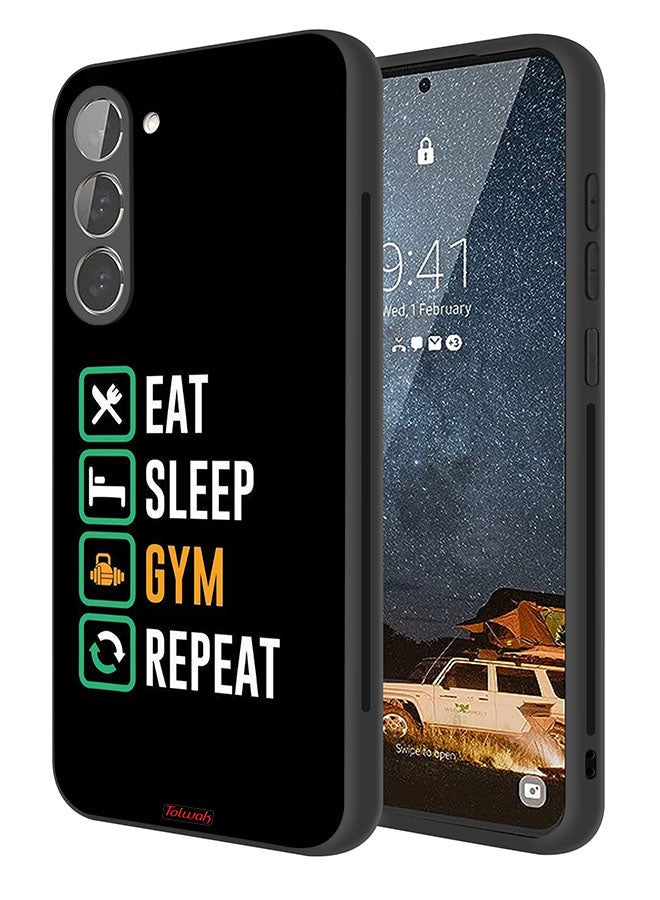Tolwak Samsung Galaxy S23 5G Protective Case Cover Eat Sleep Gym Repeat - Image 1