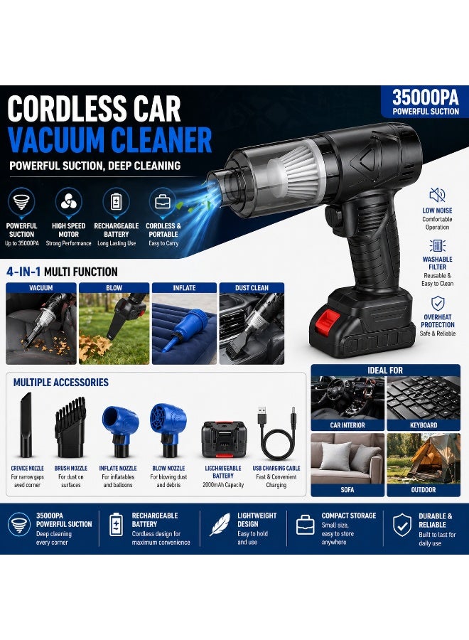 Cordless Handheld Blower 35000Pa High Power Suction Portable Dust Blower Rechargeable - Image 2