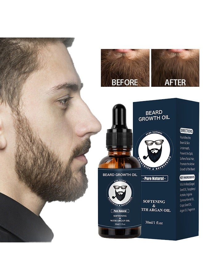 APPTI Beard Oil Cleanse&Refrese，Softens Facial Hair And Promotes Beard Restoration Of Softness And Shine Beard Growth Oil 30ML - Image 1