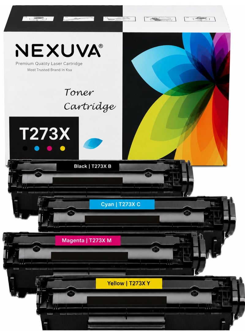 NEXUVA TN273X/TN273 High-Yield Compatible Toner Cartridge Set for Brother HL-L3210CW, HL-L3230CDW, HL-L3270CDW, HL-L3290CDW, DCP-L3510CDW, DCP-L3551CDW, MFC-L3710CW, MFC-L3750CDW and MFC-L3770CDW – 4-Pack - Image 1