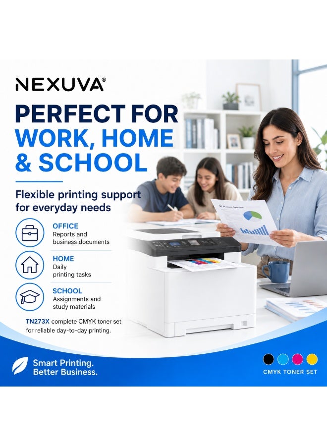 NEXUVA TN273X/TN273 High-Yield Compatible Toner Cartridge Set for Brother HL-L3210CW, HL-L3230CDW, HL-L3270CDW, HL-L3290CDW, DCP-L3510CDW, DCP-L3551CDW, MFC-L3710CW, MFC-L3750CDW and MFC-L3770CDW – 4-Pack - Image 3