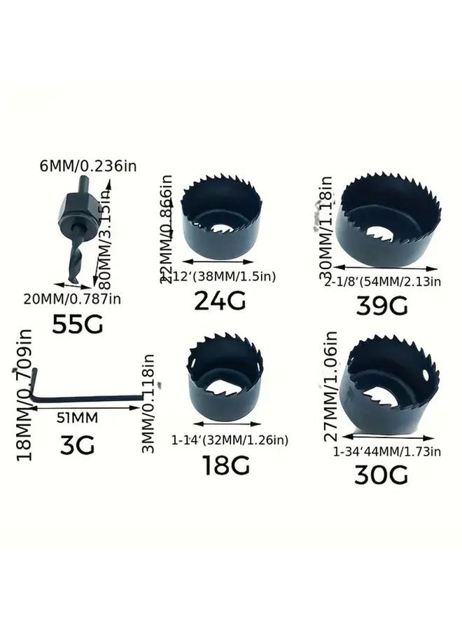 6 قطع من مجموعة مناشير الثقب الثقيلة من الفولاد الكربوني من 1 14 إلى 2 18 بوصة للخشب والبلاستيك PVC والجدران الجافة - Image 4