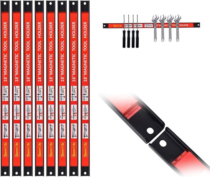 CooFel Magnetic Tool Holder 18 Inch 8 Pack Heavy Duty Magnet Tool Bar Strip Rack Wall Mount Red - Image 4