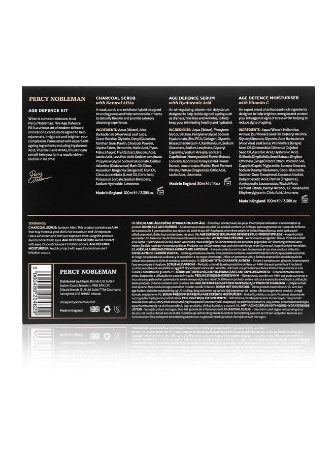 Percy Nobleman Age Defence Kit, A Men'S Skincare Set Containing Charcoal Face Scrub (With Natural Ahas), Ultra-Hydrating Facial Serum (With Hyaluronic Acid), And Moisturiser (With Vitamin C) - Image 2