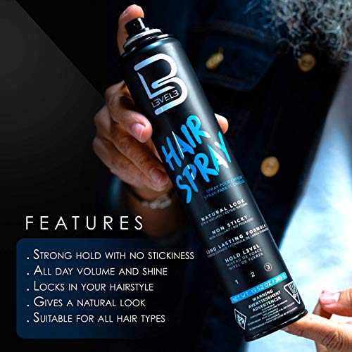L3 Level 3 Hair Gel Hair Spray Kit Super Strong Hold Flake Free Long Lasting Shine Great for Men and Women Strong Hold Hair Spray Hair Gel Hair Spray - Image 5
