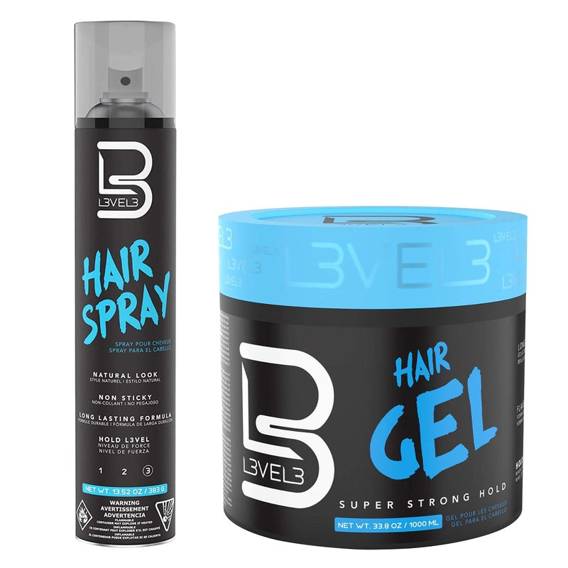 L3  Level 3 Hair Gel  Hair Spray Kit  Super Strong Hold  Flake Free  Long Lasting Shine  Great for Men and Women  Strong Hold Hair Spray Hair Gel  Hair Spray - Image 3