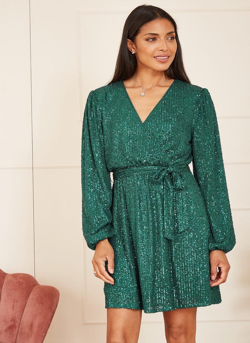 MELA LONDON Sequin Emerald Dress - Image 2