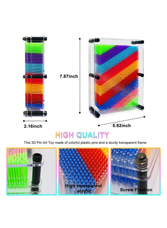 Hsxfl Classic 3D Pin Art Board Toy Sculpture - 8in x 6in Large Size 3D Pin Art Toys for Kids Boys Girls, Sensory Toys Birthday Gifts Fidget Toy (Multicolor) - Image 3