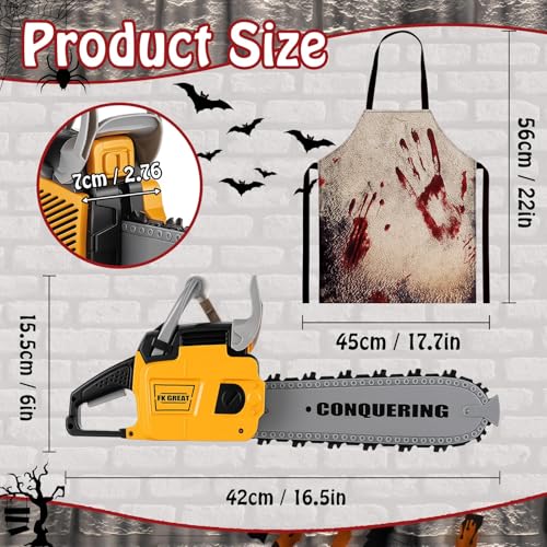 Arrowbash Kids Toy Electric Chainsaw Prop and Aprons Set Outdoor Power Tool with Motion Sound Effects and Light Easy Grip Handle Pretend Set Birthday Gift - Image 5