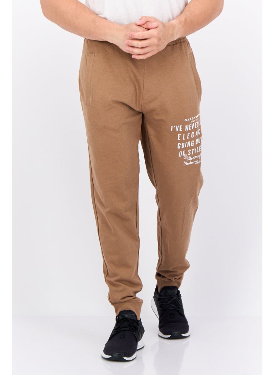 Gazzarrini Men Printed Drawstring Basic Jogger Pants, Brown  - Image 1