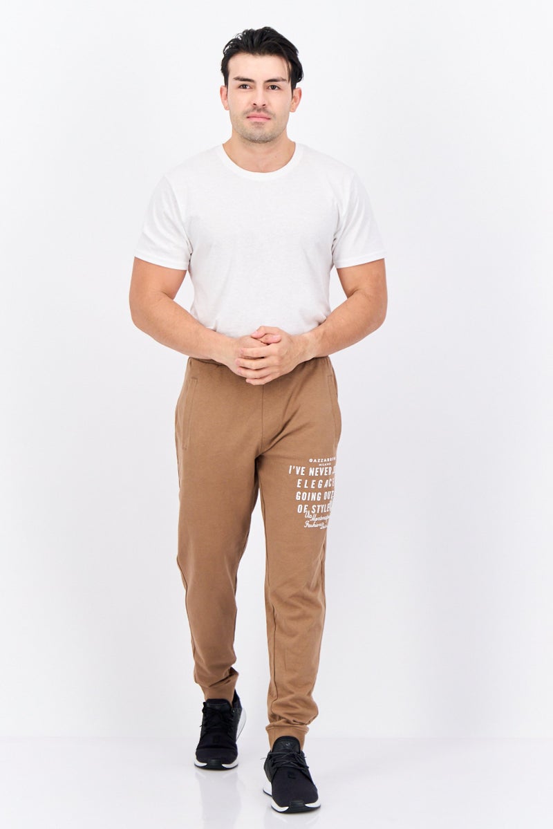 Gazzarrini Men Printed Drawstring Basic Jogger Pants, Brown - Image 4