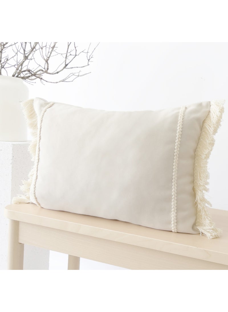 Ritmo Home Tasseled Fringed Scandinavian Cream Throw Pillow Case  - Image 3