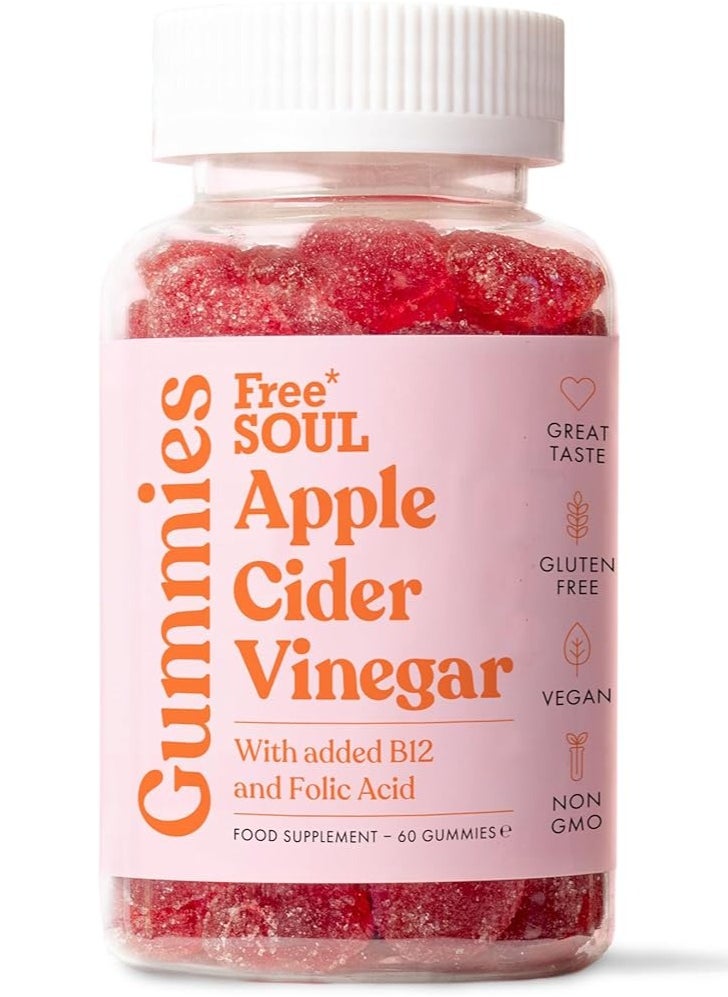 Free Soul Apple Cider Vinegar Gummies with The Mother 1000 mg – Enriched with Vitamin B12 and Folic Acid – 60 Vegan ACV Capsules with Pomegranate and Beetroot Extract – Natural Ingredients from Free Soul  - Image 1