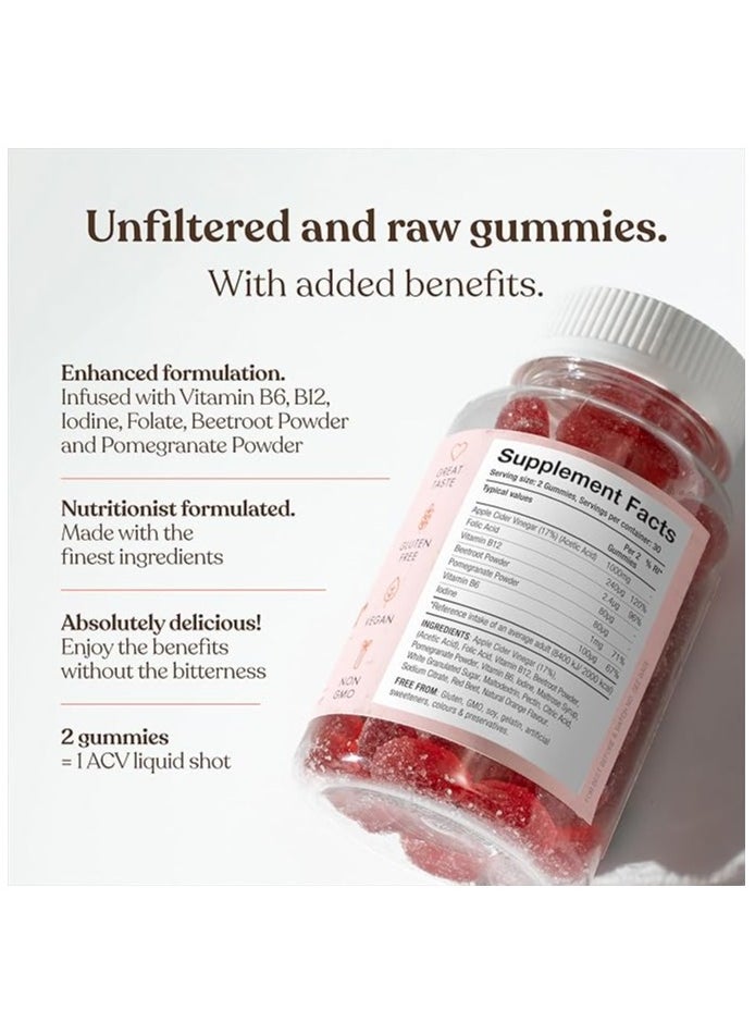 Free Soul Apple Cider Vinegar Gummies with The Mother 1000 mg – Enriched with Vitamin B12 and Folic Acid – 60 Vegan ACV Capsules with Pomegranate and Beetroot Extract – Natural Ingredients from Free Soul  - Image 2