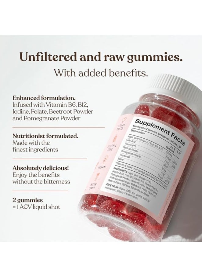 Free Soul Apple Cider Vinegar Gummies with The Mother 1000 mg – Enriched with Vitamin B12 and Folic Acid – 60 Vegan ACV Capsules with Pomegranate and Beetroot Extract – Natural Ingredients from Free Soul  - Image 3