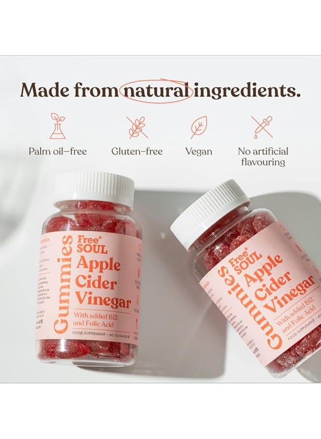 Free Soul Apple Cider Vinegar Gummies with The Mother 1000 mg – Enriched with Vitamin B12 and Folic Acid – 60 Vegan ACV Capsules with Pomegranate and Beetroot Extract – Natural Ingredients from Free Soul  - Image 5