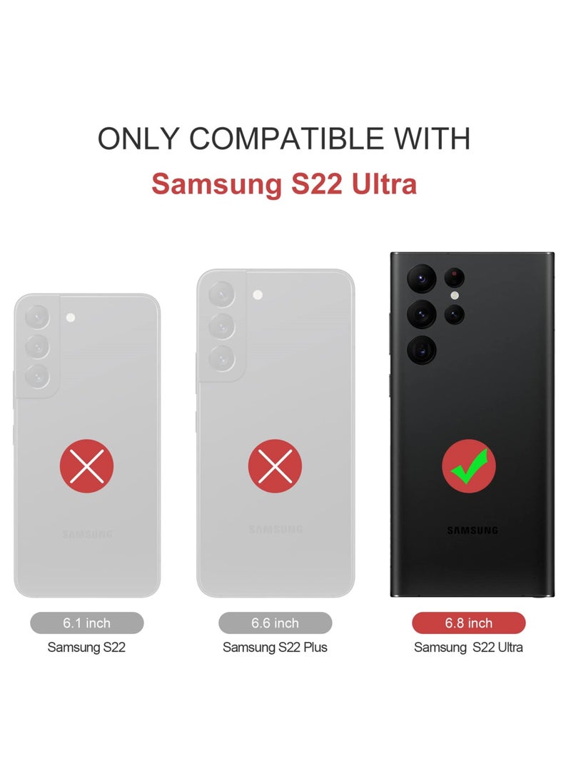 SYOSI Galaxy S22 Ultra Wallet Case, PU Leather, Magnetic Flip, Lanyard Strap, Zipper Card Holder, 360 Full Body Protective Cover for Samsung Galaxy S22 Ultra - Image 3