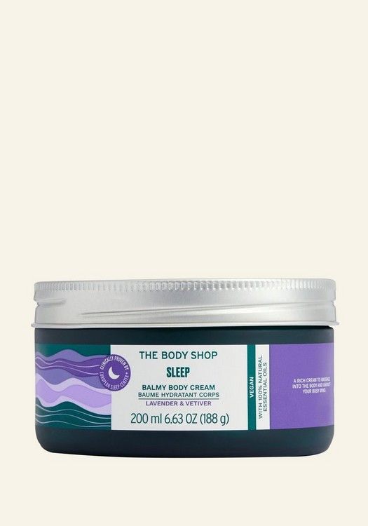 THE BODY SHOP Sleep Balmy Body Cream – Relaxing Night Moisturiser with Lavender & Vetiver Essential Oils, Vegan Hydrating Body Lotion for All Skin Types, 200ml - Image 1