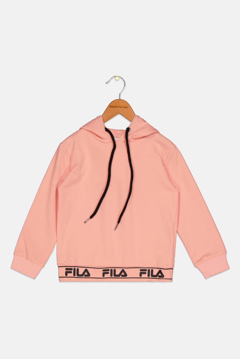 FILA Kids Girl Sportswear Fit Training Hoodie, Peach - Image 1