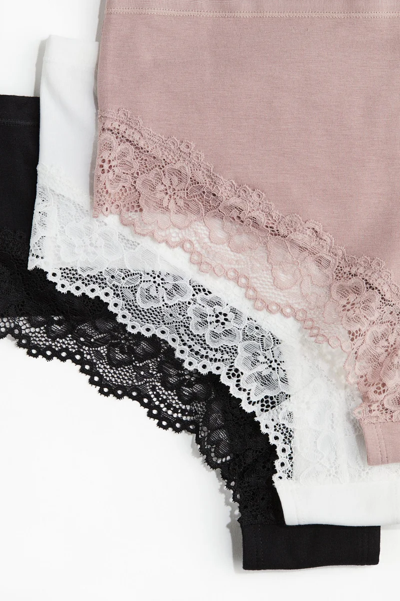 H&M MAMA 5-pack lace-trimmed cotton hipster briefs