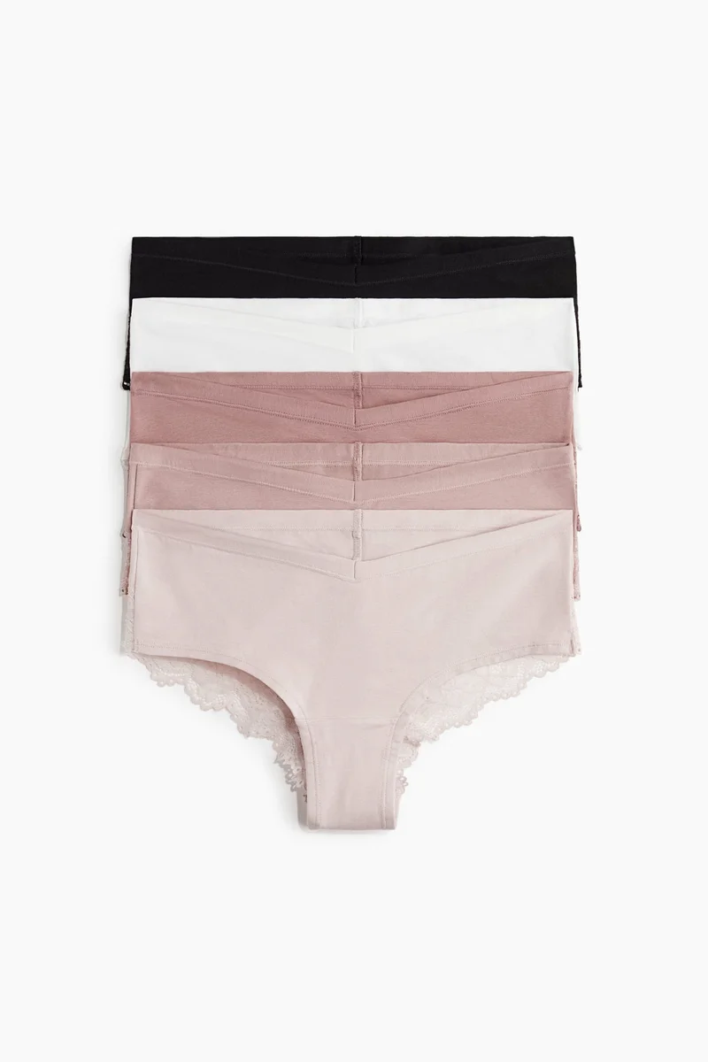 H&M MAMA 5-pack lace-trimmed cotton hipster briefs