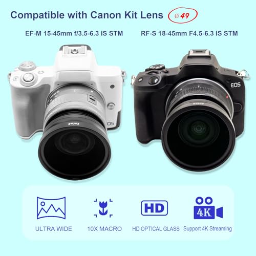 FotoZ 49MM 0.75x HD Wide Lens(W/Macro), for Canon EOS M6 M50 Mark II M100 M200 R50 R100 Accessories, Suitable for EF-M 15-45mm RF-S 18-45mm. Latest Update: Compatible with Ricoh GR4 via Adaptor GA-3. - Image 5