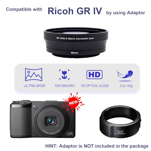 FotoZ 49MM 0.75x HD Wide Lens(W/Macro), for Canon EOS M6 M50 Mark II M100 M200 R50 R100 Accessories, Suitable for EF-M 15-45mm RF-S 18-45mm. Latest Update: Compatible with Ricoh GR4 via Adaptor GA-3. - Image 2