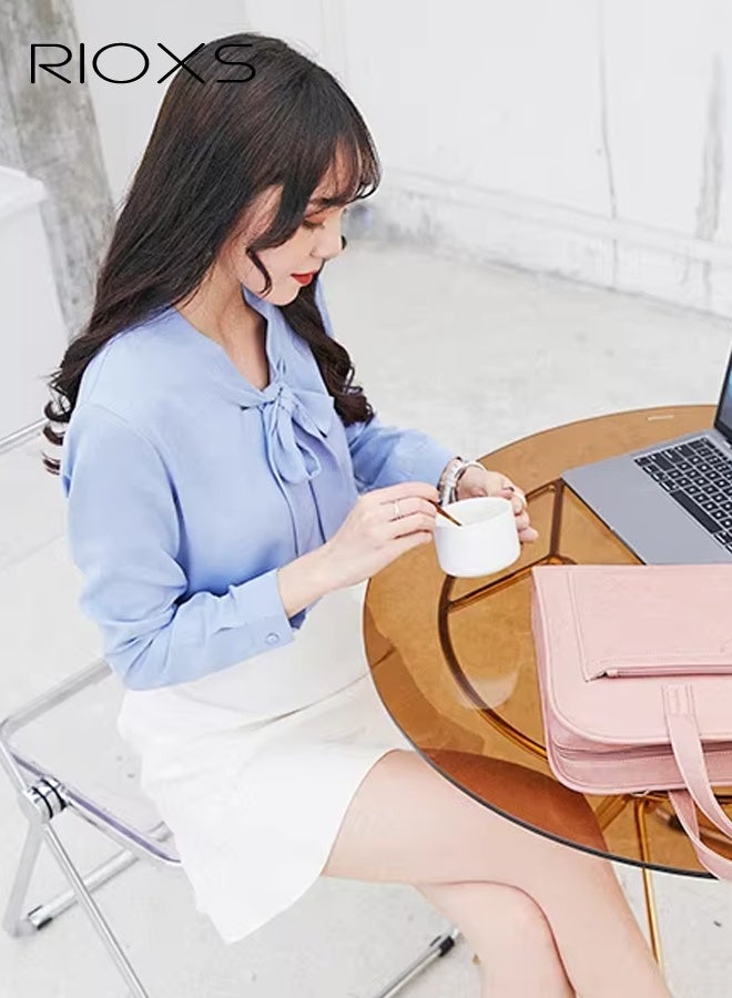 ريوكس بلوزة شيفون زرقاء نسائية، قميص أنيق ذو ربطة عنق طويلة، قميص درسي للعمل في المكتب والملابس غير الرسمية، قميص شفاف رسمي خفيف الوزن، قميص درسي قابل للتنفس للنساء - Image 3