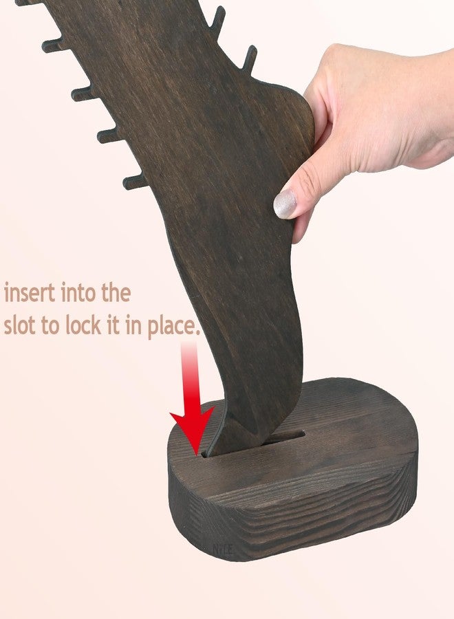 MOOCA 2 Pcs Set Two-Way Tabletop or Wall-Mountable Jewelry Display Natural Wood Foot-Shaped Bracelet Display, Anklets Display Storage, Wood Sturdy Base, Dark Brown Color - Image 5