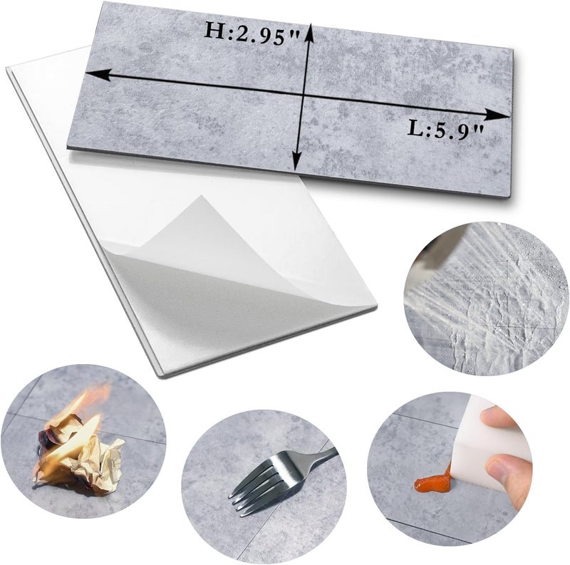 AULIGET 100 Piece Peel and Stick Backsplash Wall Tiles, 3/'' x 6/'' PVC Cement Grey Faux on Tiles for Kitchen, Bathroom, Laundry Room, Camper, Fireplace, 2.95/''x5.9/'', WT0421100A - Image 5