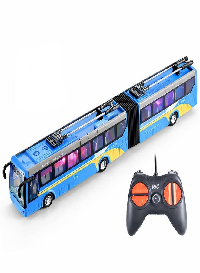 FEXXA Remote Control Travel Bus Toy for Kids | Rechargeable RC with LED Lights | USB Charging | Realistic Long | Boys & Girls 3+ Years (Travel Bus-Blue) - Image 1