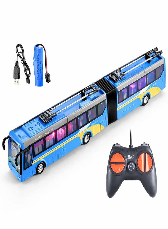 FEXXA Remote Control Travel Bus Toy for Kids | Rechargeable RC with LED Lights | USB Charging | Realistic Long | Boys & Girls 3+ Years (Travel Bus-Blue) - Image 2