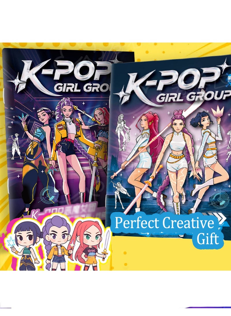 Bincoo 2 Pcs Cute & Comfy Coloring Book, Thick Paper, Single-Page Design, Stress Relief for Adults & Kids - Perfect Creative Gift for Artists & Families (K-Pop Demon Hunters) - Image 2