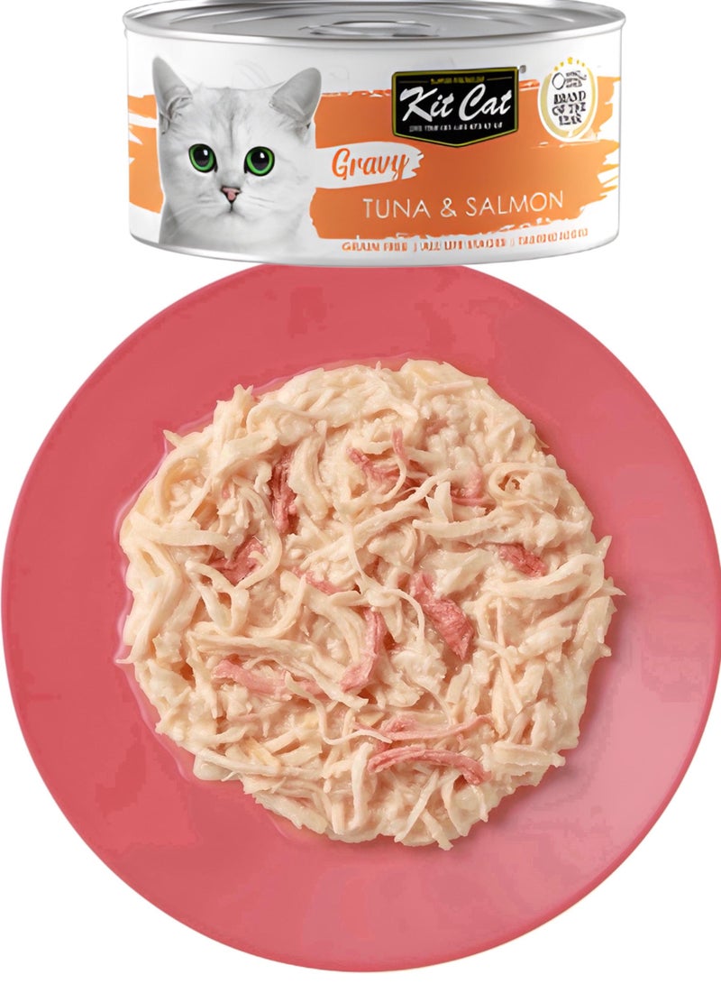 Kit Cat (24 packs) wet food with Tuna & Salmon  flavor for small and large cats / 70 grams - Image 3