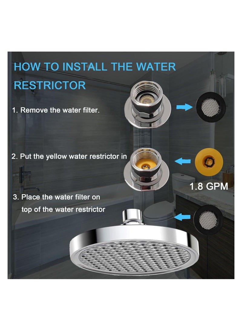 6 Inch Rain Shower Head, High Pressure Rainfall Shower Head with Chrome Finish, Adjustable Replacement for Your Bathroom Shower Heads, Anti-Clogging Silicone Nozzles - Image 2