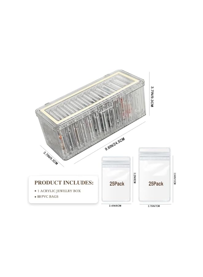 The Bros Acrylic Jewelry Organizer, Clear Jewelry Organizer with 50 Portable Anti Tarnish Jewelry Bag, Dustproof Transparent Jewelry Organizer Holder for Earrings Rings Necklaces - Image 2
