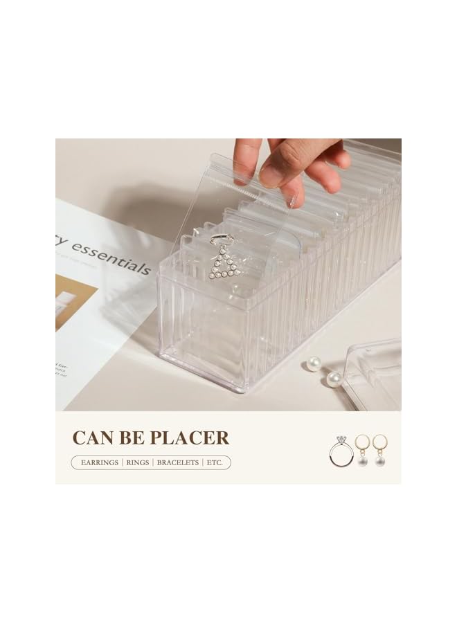 The Bros Acrylic Jewelry Organizer, Clear Jewelry Organizer with 50 Portable Anti Tarnish Jewelry Bag, Dustproof Transparent Jewelry Organizer Holder for Earrings Rings Necklaces - Image 3