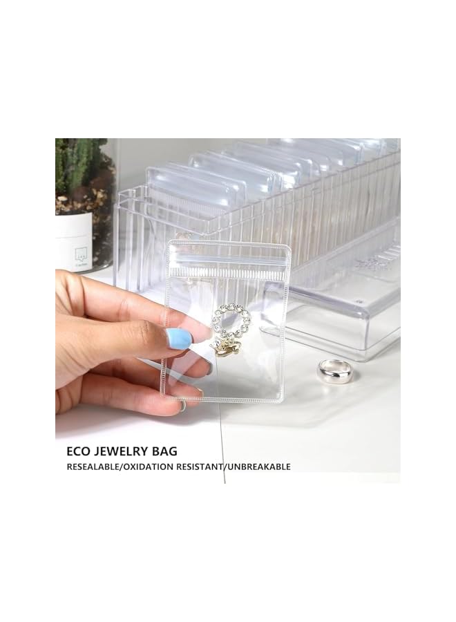 The Bros Acrylic Jewelry Organizer, Clear Jewelry Organizer with 50 Portable Anti Tarnish Jewelry Bag, Dustproof Transparent Jewelry Organizer Holder for Earrings Rings Necklaces - Image 5