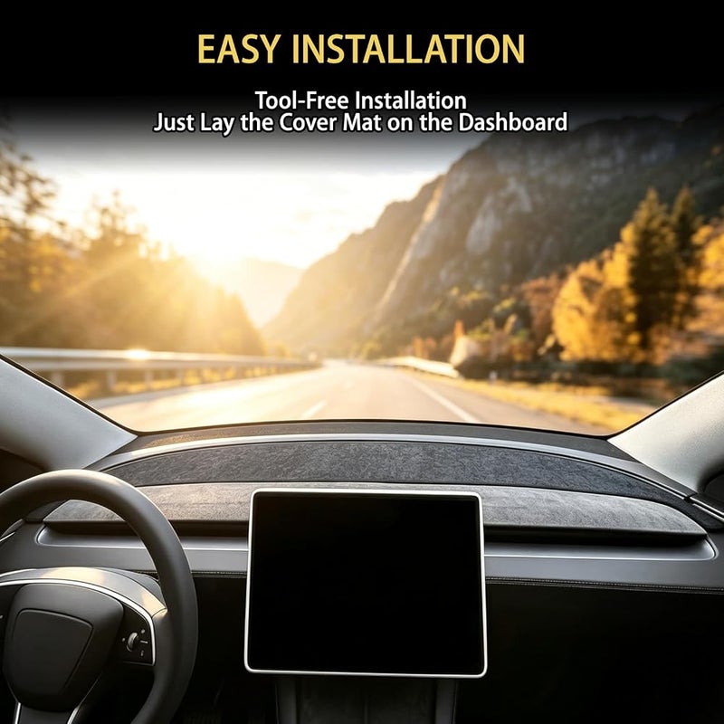 CHIYLE Dashboard Cover Mat Compatible with 2024-2026 Tesla Model 3 Highland,Anti-Glare No Glare Dashboard Pad Dash Mat Sunshade,Model 3 Accessories 2024 2025 2026 - Image 3