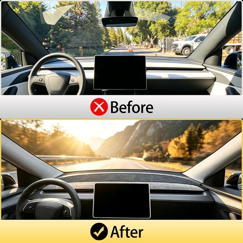 CHIYLE Dashboard Cover Mat Compatible with 2024-2026 Tesla Model 3 Highland,Anti-Glare No Glare Dashboard Pad Dash Mat Sunshade,Model 3 Accessories 2024 2025 2026 - Image 4
