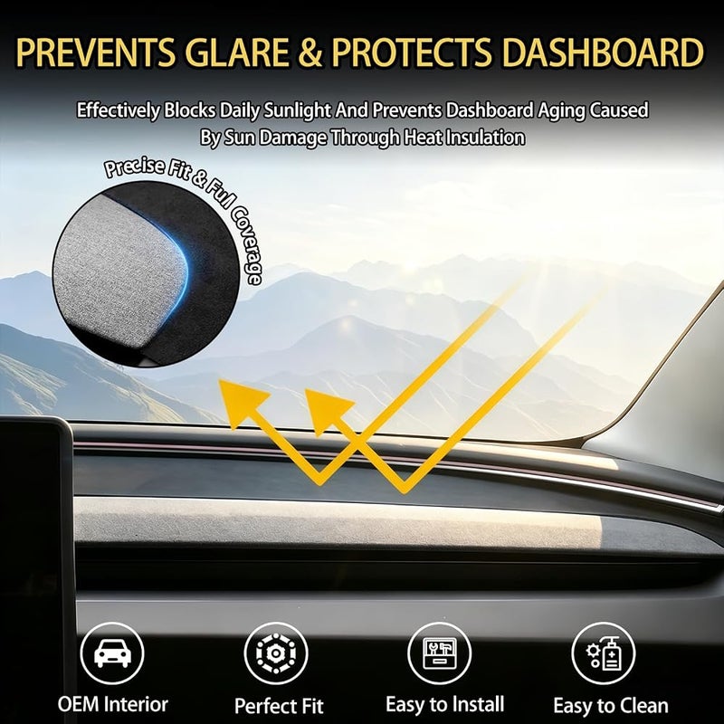 CHIYLE Dashboard Cover Mat Compatible with 2024-2026 Tesla Model 3 Highland,Anti-Glare No Glare Dashboard Pad Dash Mat Sunshade,Model 3 Accessories 2024 2025 2026 - Image 5