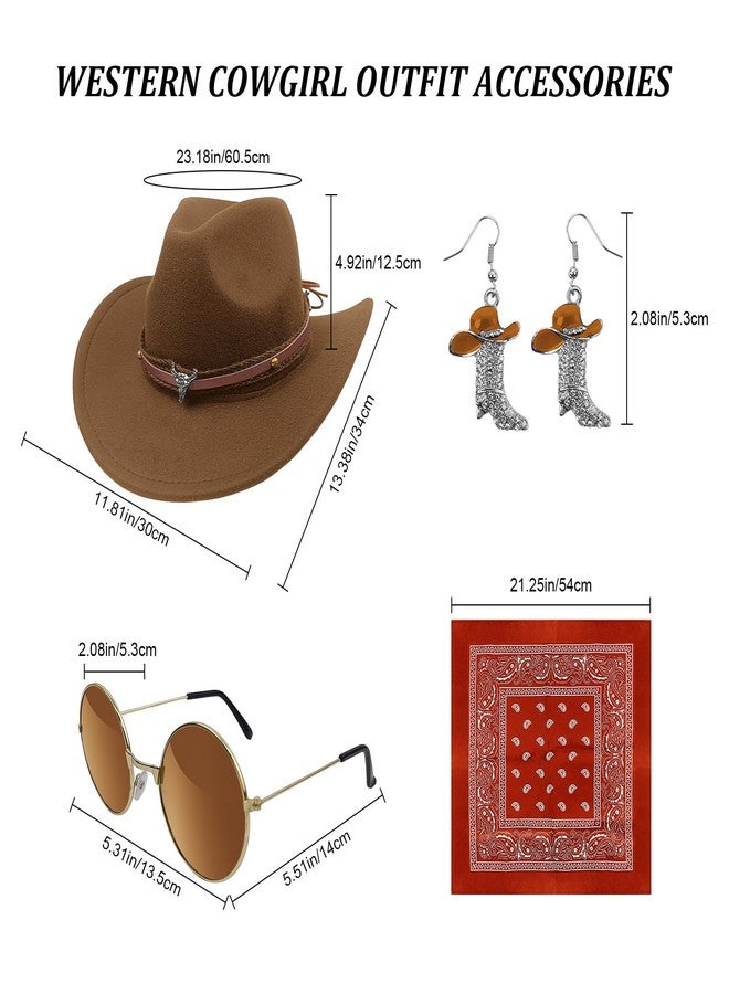 HyperFun Western Cowgirl Outfits Cowboy Hat Fringe Vest Bandana for Women, 70s Hippie Costume Rodeo - Image 2