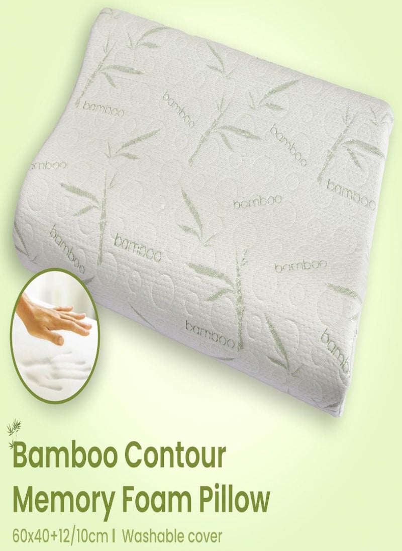 Blueberry وسادة الذاكرة الميموري فوم بتصميم البامبو | توفر الدعم والمحاذاة لرأسك ورقبتك | غطاء قابل للإزالة ومضاد للحساسية - 60x40x10/12 سم - Image 2