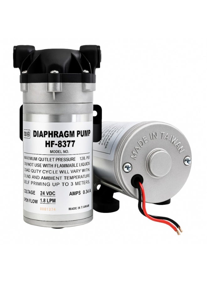 High Pressure 24V Water Filter Booster Pump with Power Adapter – 125 PSI – 1.8 LPM – Taiwanese Quality - Image 2