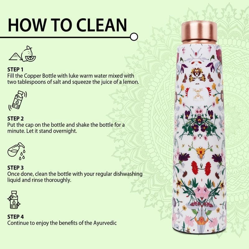 MERCAPE® Copper Water Bottle - Multi Colored Ample Design, Leak Proof, Joint Less (900ml) for Ayurveda & Yoga - Image 5